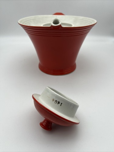 Hall China Co. Original Red Melody Teapot w/Lid 1933-1953 USA @@@@@@@@@@@@@@@@@@