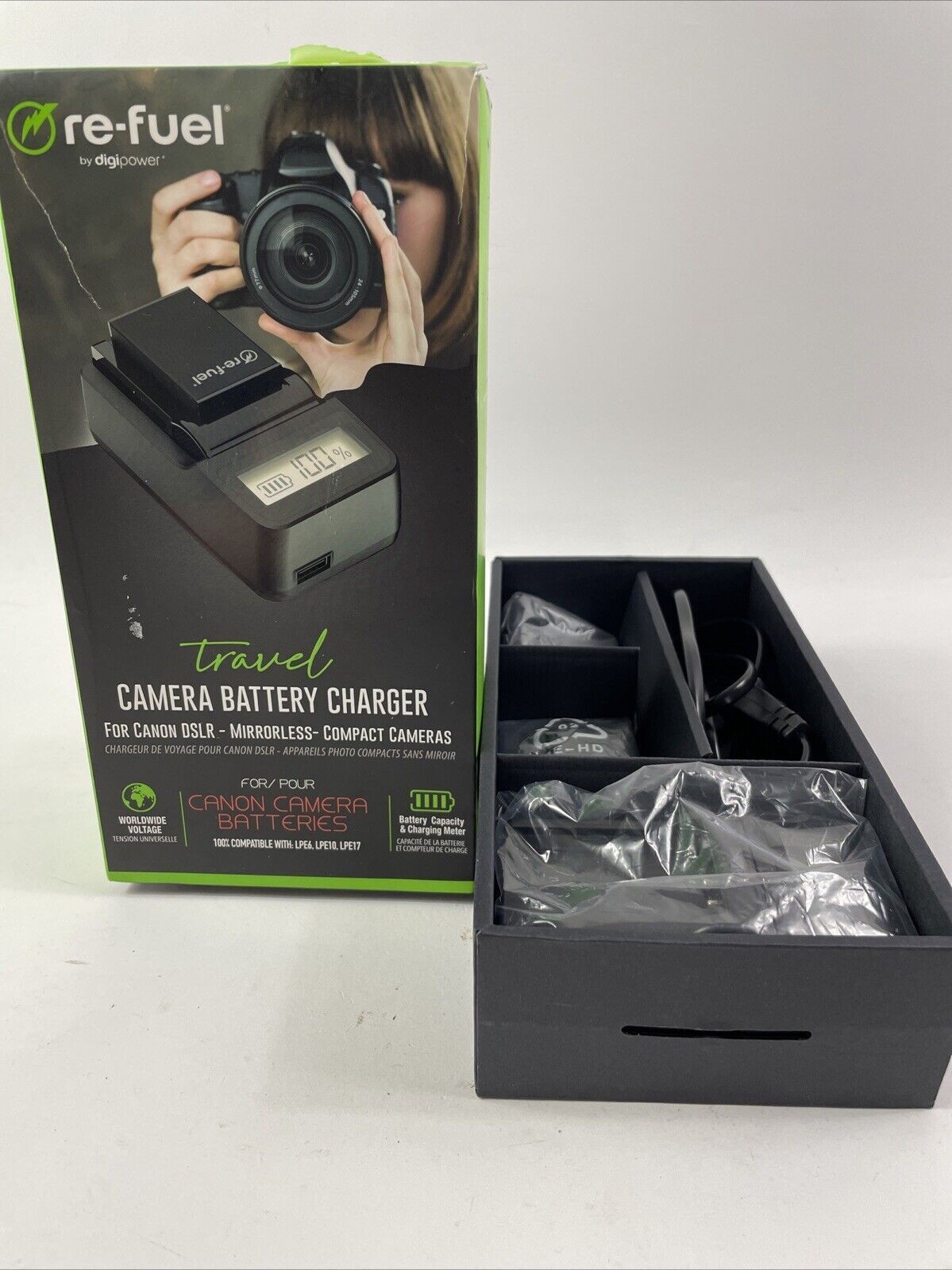 Digipower - DSLR/Mirrorless Camera Travel Charger for Canon Batteries - Black