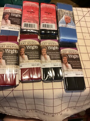 8 Assorted Packages Of Wrights Brand Bindings, NIP; + 2Blanket Binding, Open