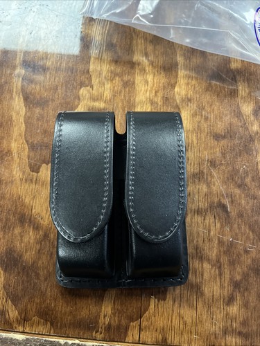 New Perfect Fit Black Leather Closed Top Double Mag Pouch Multiple styles 4879