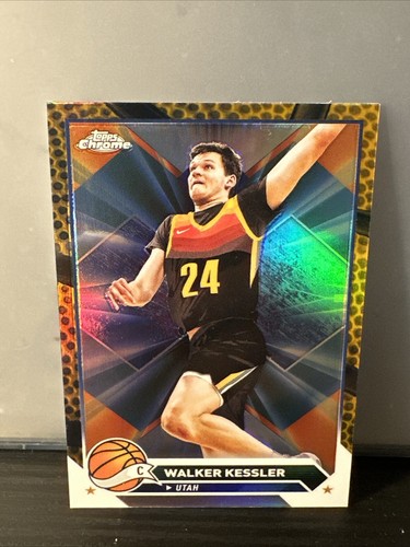 Walker Kessler 2024 topps chrome #185orange basketball refractor