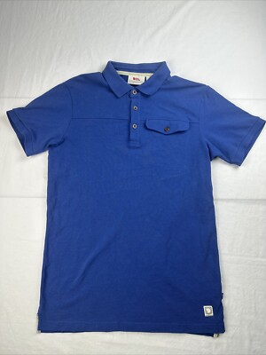 Fjallraven Greenland Polo Shirt Blue Short Sleeve Golf Pocket Mens Size Large