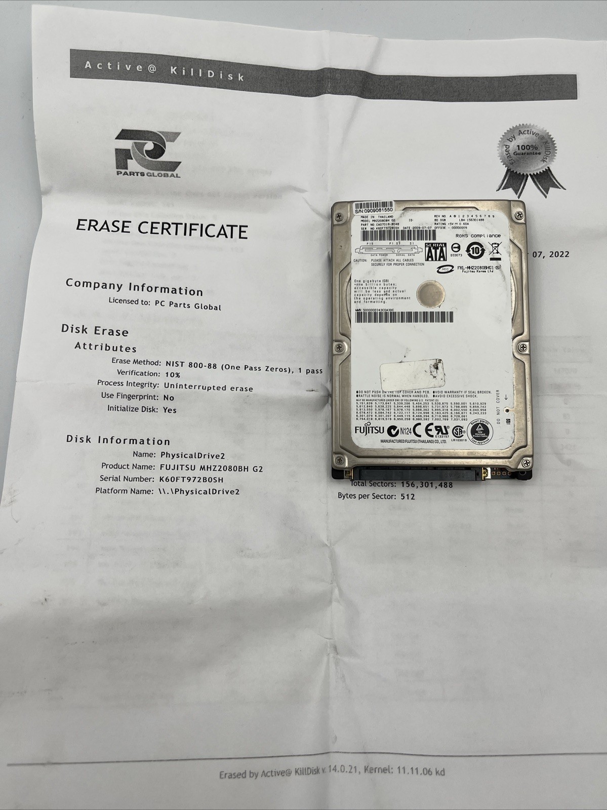 *PS3 Playstation Fujitsu MHZ2080BH G2 80GB 5400RPM 2.5" SATA HDD Hard Disk Drive