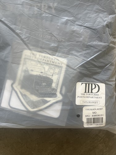 Pre-owned Taylor Swift Tortured Poets Department Ttpd Black Jacket W Patches Med Rare