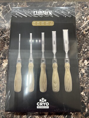Narex 853600 5 Piece Boxed Set of Richter Extra Bevel Edge Chisel (1/4, 3/8, ...