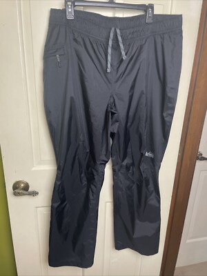 NWOT REI Co-op Rainier Rain Pants Womens Petite XL Black Zip $90
