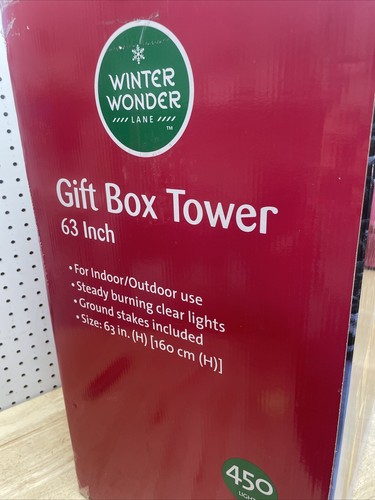 Winter Wonder Lane Gift Box Tower 63” Christmas Yard Decor 450 Lights BEAUTIFUL!