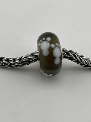 Authentic Trollbeads White Footprint On Multicolor Background Unique Bead #153
