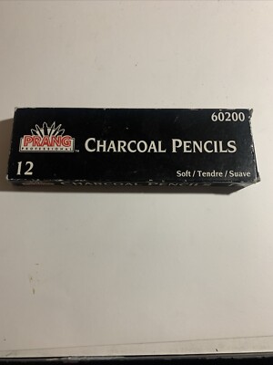 Prang Charcoal Pencils - Soft Grade - Paper Wrapped - Black new 12 pack box