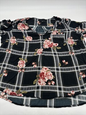 Fred David Long Sleeve Blouse Women 2X AOP Floral Pocket #10338