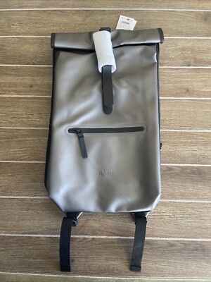 Rains Backpack Rolltop Rucksack RFID  Waterproof Space Gray Travel New with Tags