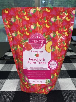 New Scentsy Soak Peachy & Palm Trees Bath Salts 2 Lbs Peach Mango Coconut Milk