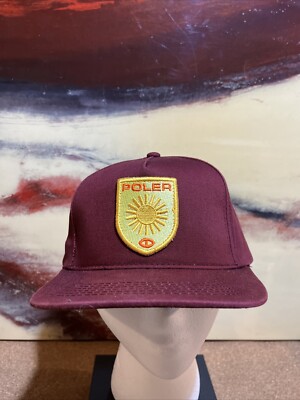 Poler Classic Snapback Hat Maroon Cap Burgundy Camp Vibes Outdoor Fit Hiking NEW