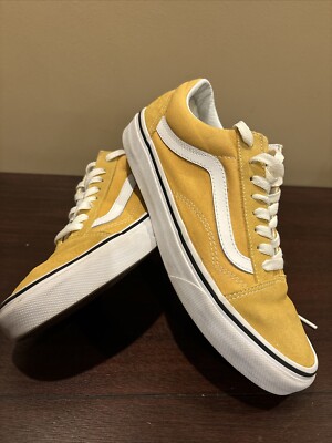 Vans Old Skool Mustard Gold Suede Leather Mens 7.5 Women 9 Shoes Low Top Lace Up