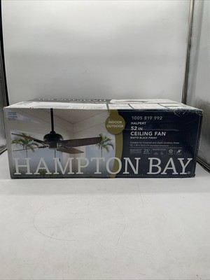 Hampton Bay Ceiling Fan 52'' Indoor/Outdoor Wet Rated Downrod Tobacco Wicker