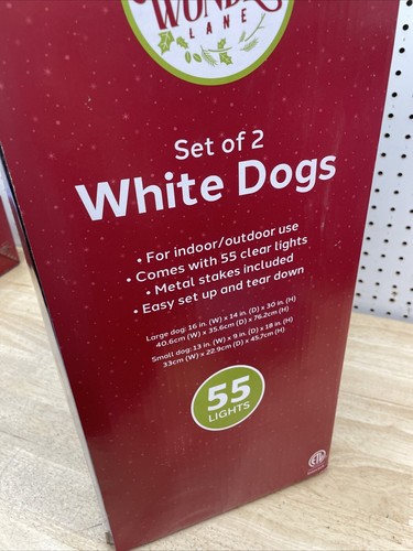 Winter Wonder Lane White Light Up Christmas Dogs Set of 2 NEW