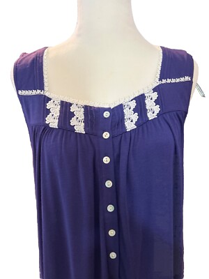 Eileen West Long Sleeveless Gown Navy Blue Modal  Sz Small $78