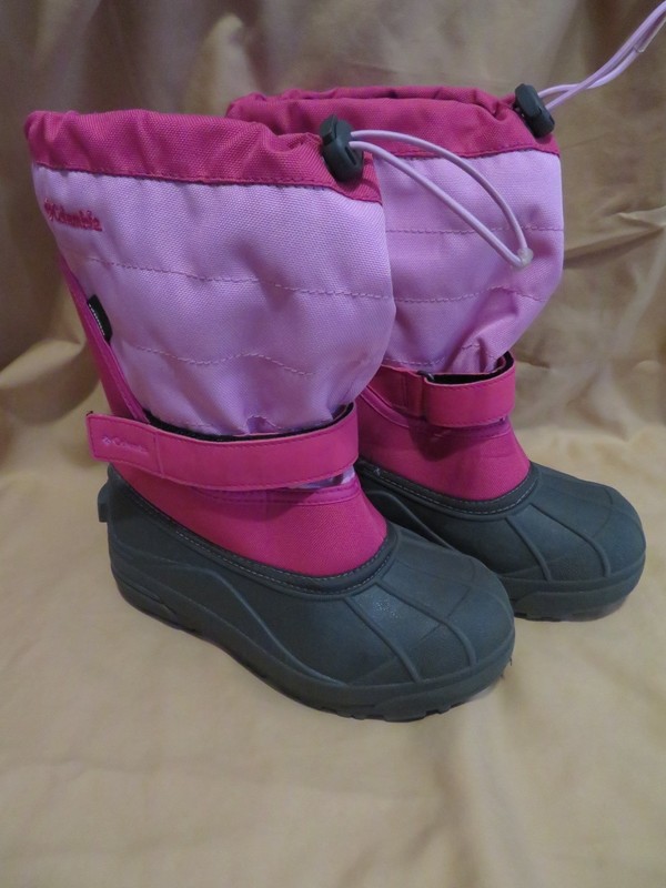 Girl's Columbia Nieve Botas De Invierno Rosa y Negro de goma \u0026 Nylon  Impermeable Talla 3 | eBay