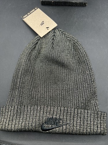 Nike Peak Beanie Gold Black Metallic Sparkle FJ8687-010 One