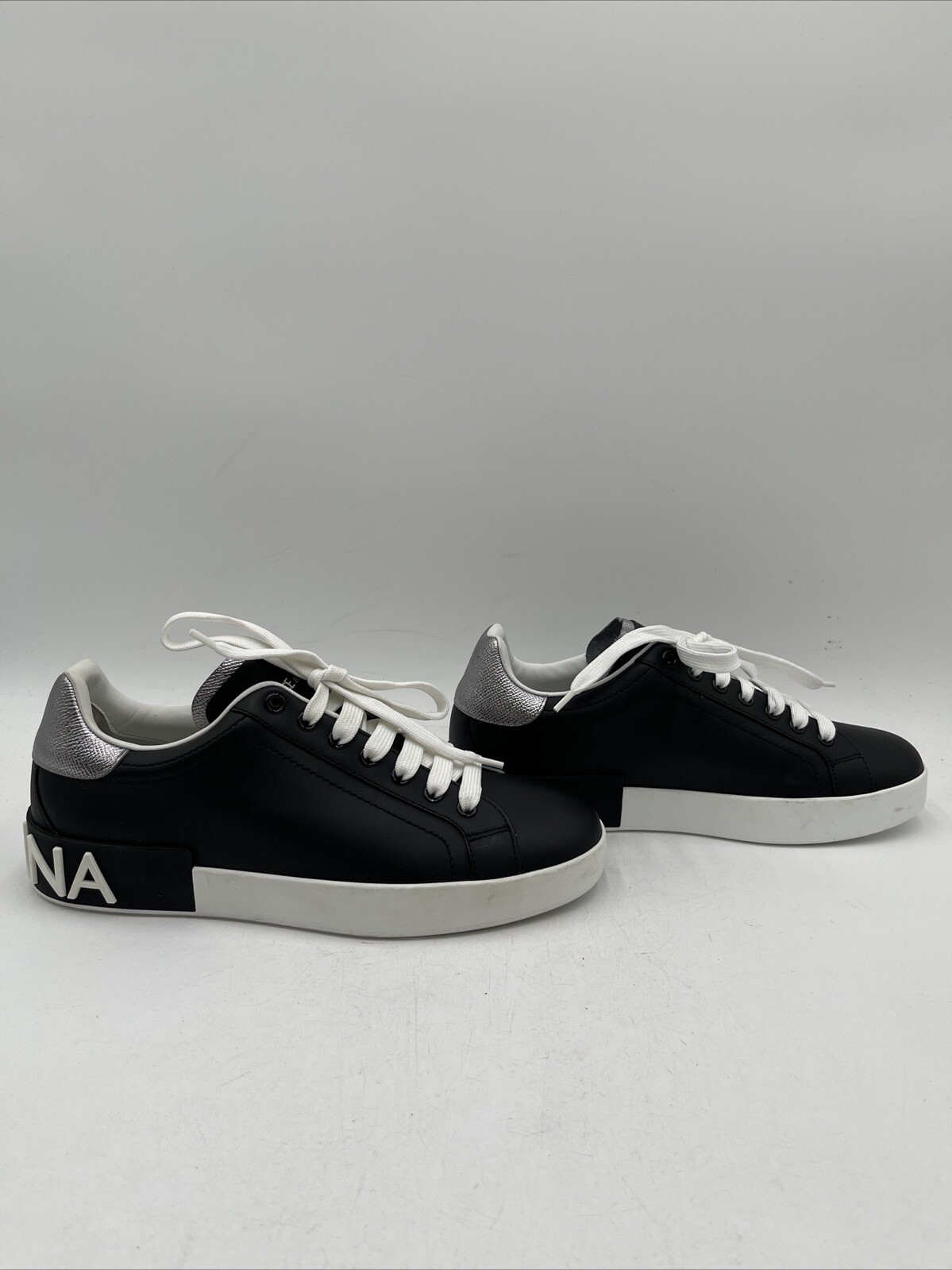 スニーカー DOLCE&GABBANA WHITE/BLACK PORTOFINO SNEAKERS IN LEATHER DOLCE & GABBANA Shoes Black Leather Logo Portofino Sneaker