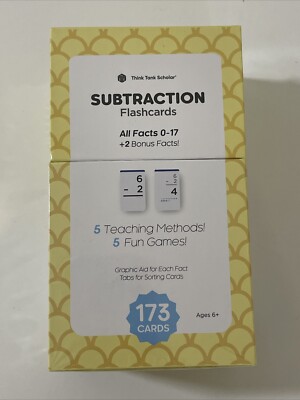 Think Tank Scholar 173 Subtraction Flash Cards | All Facts 0-17 Color Coded |