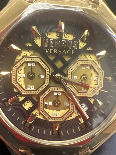 Pre-owned Versace Versus  Palestro 45mm Ip Yellow Bracelet Chronograph Watch Vsp393421.