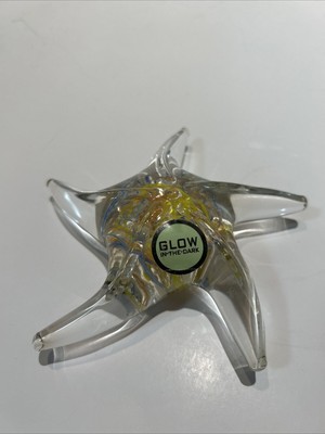 Dynasty Gallery Starfish Atlantis Glass Paperweight Multi Glow In Dark 5 Point