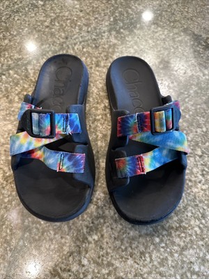 Chaco Kids Sandals Size 2 Slip On Rainbow Tie Dye Straps