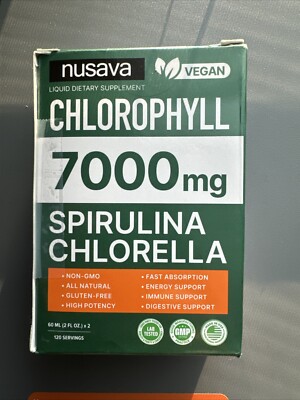 (2 Pack) Vegan Chlorophyll Liquid Drops 7000Mg for Immune Support, Energy, Gut &