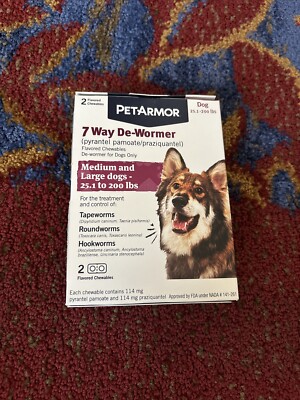 PetArmor 7 Way De-Wormer for Dogs, Oral Treatment for Tapeworm Over 25 lbs 08/26