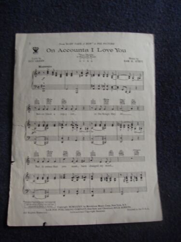 Antique Sheet Music Shirley Temple On Account A I Love You Baby Takes Bow 1934 Ebay