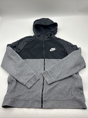Nike AV15 Jacket Hoodie Full Zip Men's Size L Color Block Black