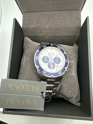 Pre-owned Bulova 98b423 Marine Star Chronograph Stainless Steel Quartz Men's Watch
