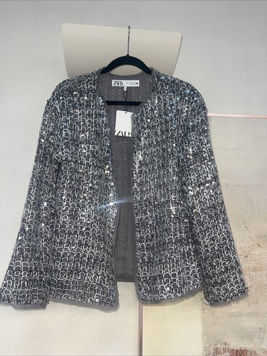 Zara Woman Sequin Jacket Embroidered Cream 2424/156 XS | eBay