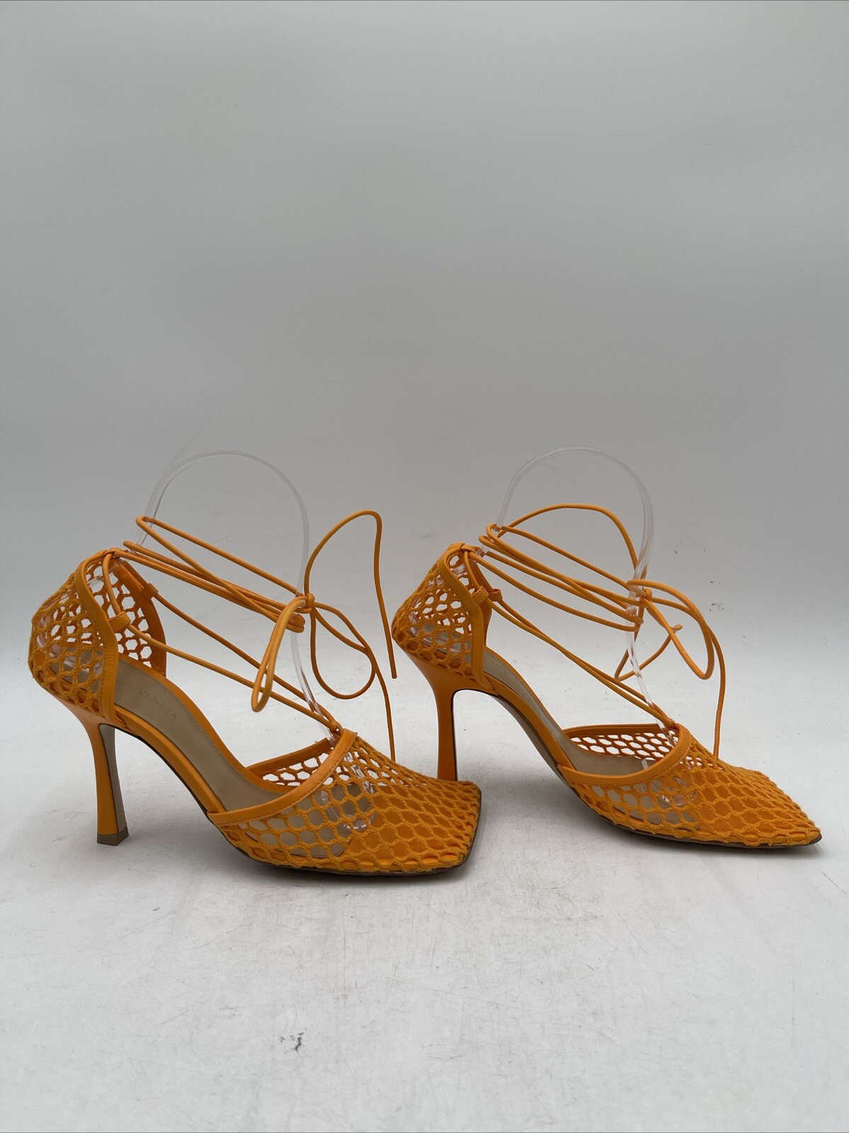 Bottega Veneta Stretch 90mm Mesh Sandals Orange Leather