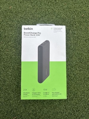Belkin 20K Power Bank  20000mAh, USB-A & C 15w, Black  iPhone, Galaxy Android