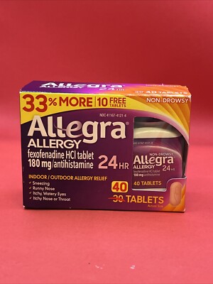 Allegra 24-Hour Indoor & Outdoor Allergy Relief - 40 Tablets EXP 10/2025