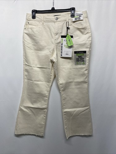 D jeans Women's 12 Khaki Twill High Waist Crop Flare Jeans D jeans Women's 12 Khaki Twill High Waist Crop Flare Jeans