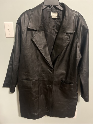Leather Coat By Tribeca Studio Ladies Size L | eBay