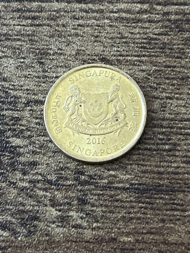 2016 Singapore 5 Cents Brass Plated Steel Coin National arms