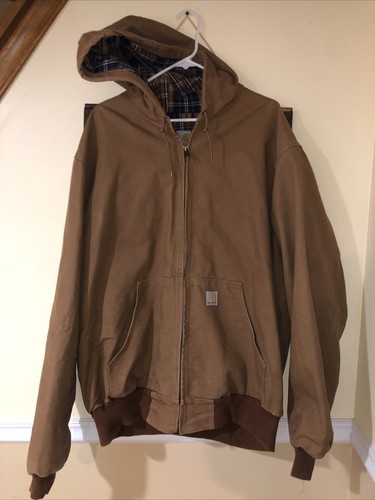 MINT Carhartt Active J138 Hooded Jacket Vintage Brown Size XL