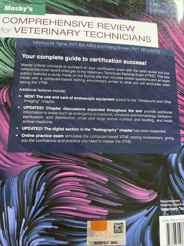 Mosby's Comprehensive Review for Veterinary Technicians Textbook Office Mgt Lot