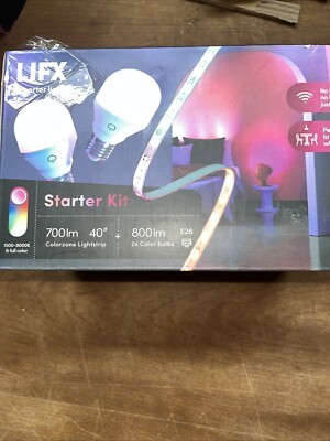 New LIFX Smarter Light Starter Kit 2 800lm Bulbs + 40'' Lightstrip RGB A19 LED