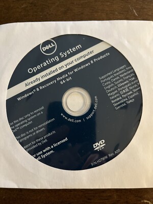 Dell Windows 8 Recovery Media for Windows 8 Products 64-bit NEW SEALED