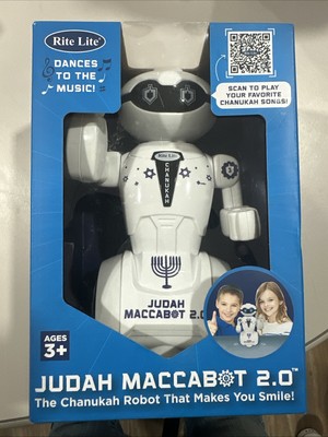 Rite Lite 8.5'' White Blue BO Hanukkah ''Judah Maccabot'' Dancing Robot