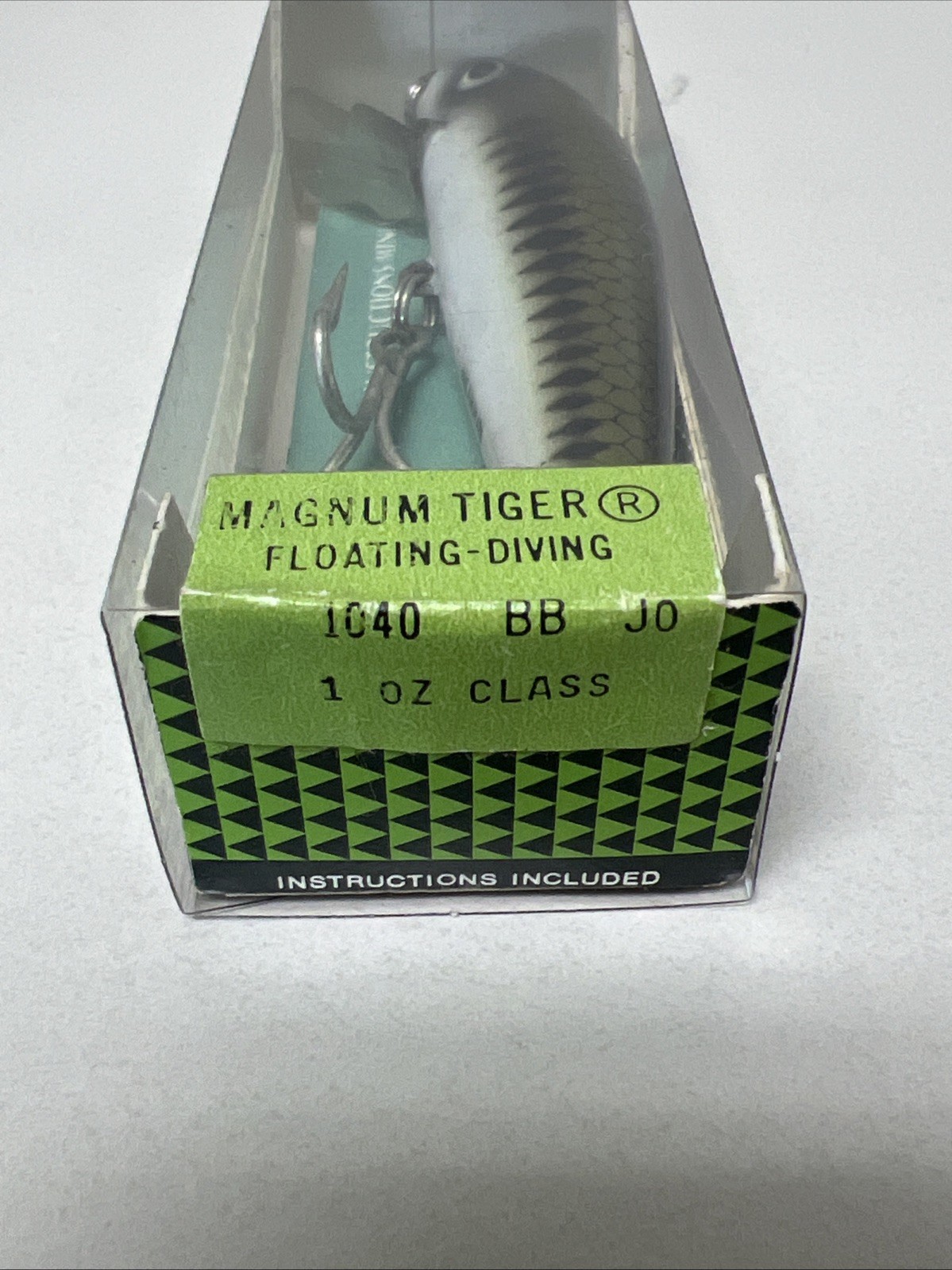Vintage NIB Heddon Magnum Big Tiger 1040 Fishing Lure Baby Bass BB Correct Box