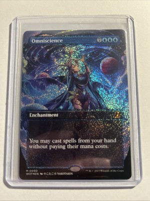 Omniscience Anime Borderless Confetti Foil Wilds of Eldraine MTG + 4 Bonus Rares