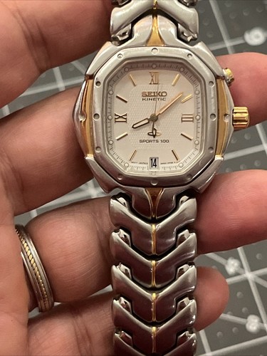100％安い Rare SEIKO small WATCH ANALOG 100M KINETIC 5M42-0C99 MEN'S 時計