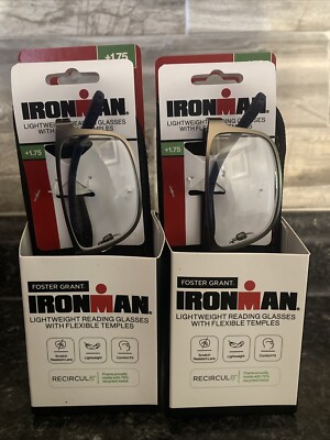 X2 Foster Grant IRONMAN Men's Reading Glasses Black +1.75 Lightweight