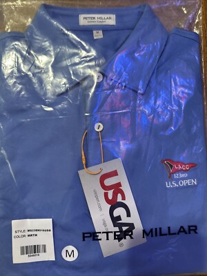 NEW TAGS Peter Millar Summer Comfort Mens Med Polo Golf Shirt LACC 123rd US Open